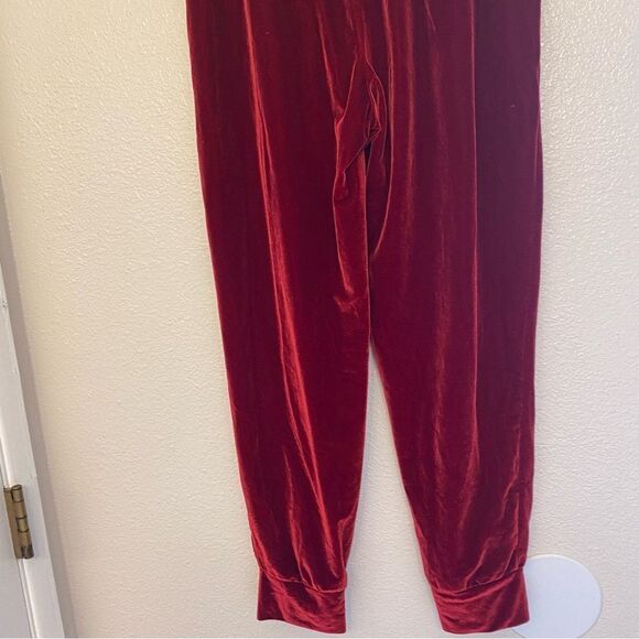 Fabletics Daria Luxe Velour stretch pull on Jogger cherry burgundy red Small - Picture 3 of 12